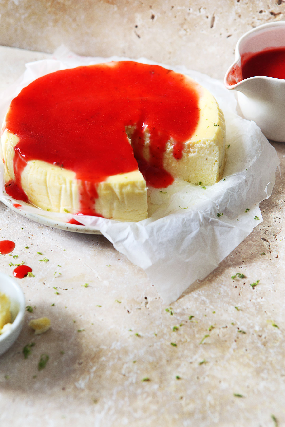 Ma recette de gâteau au fromage frais au coulis de fraises - Laurent